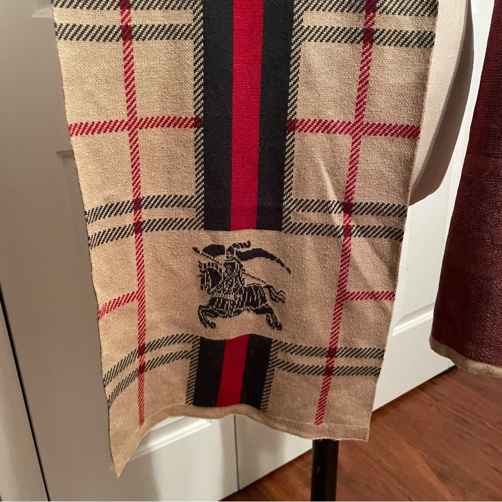 Burberry Scarf Nova Check Unisex Men Red Plaid